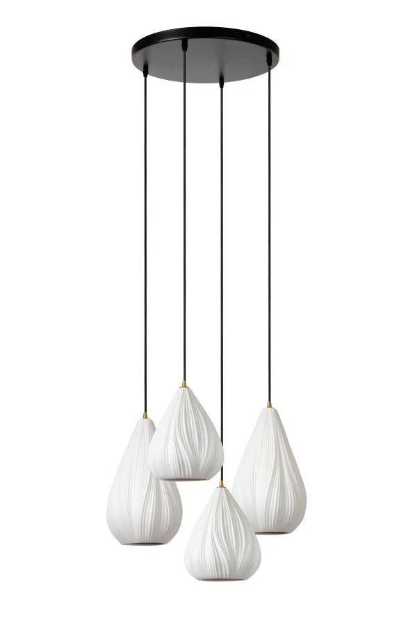 Lucide CINZIA - Pendelleuchten - Ø 55,5 cm - 4xE27 - Weiß - ausgeschaltet